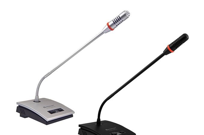Relacart CS-100 conference units with silver and black finishes