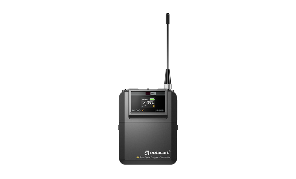 Relacart UR-D1B true digital bodypack transmitter with 4-pin mini XLR audio input