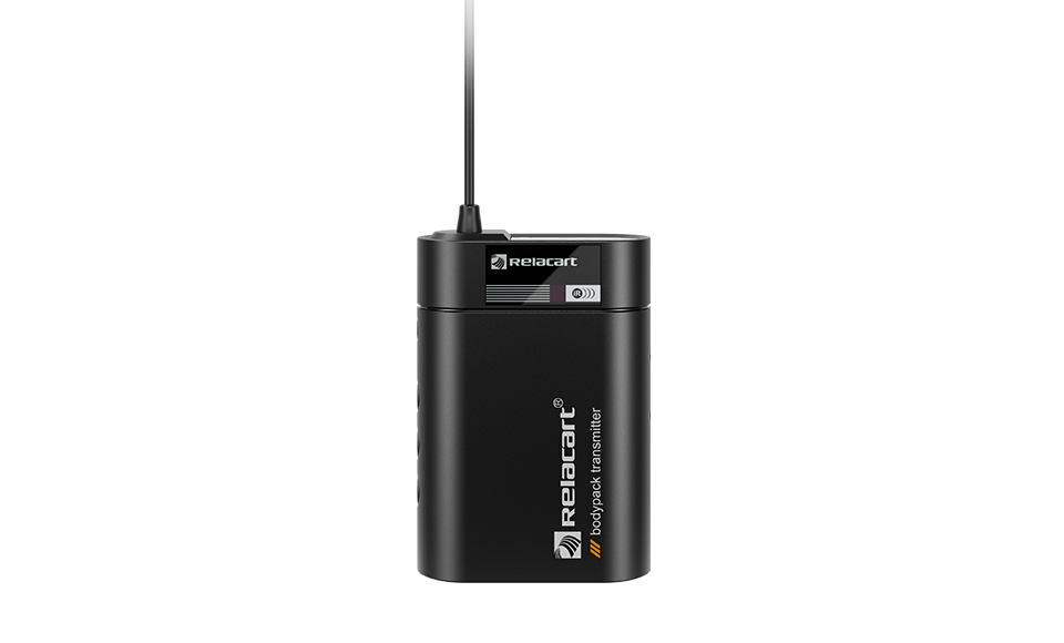 Relacart EZ.B8 bodypack transmitter with 3.5 mm external microphone input