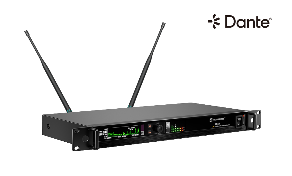 Relacart digital wireless receiver with Dante audio output