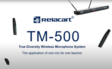How does the Relacart TM-500 set up a 'one teacher, one microphone system'?