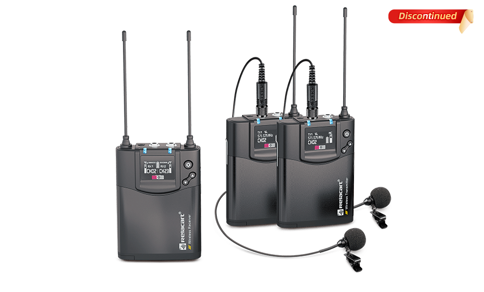 UHF Dual Channel Camera Mount Wireless Microphone System