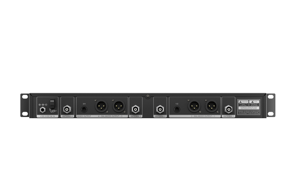 Four channel wireless microphone receiver